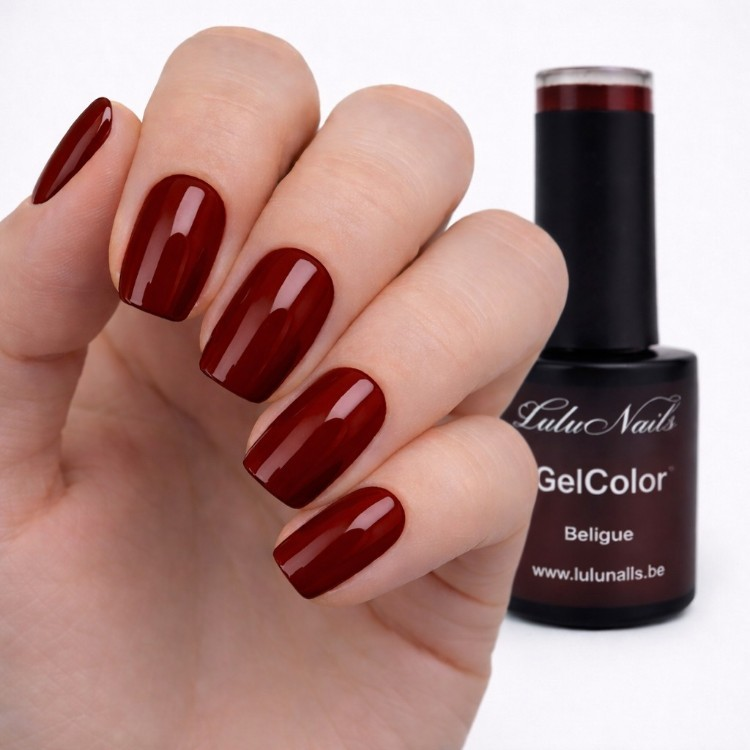 Semi-permanente nagellak Bordeaux Dark 10ml UV LED - Gel Kleur HEMA en TPO vrij LuluNails (Ref 199)