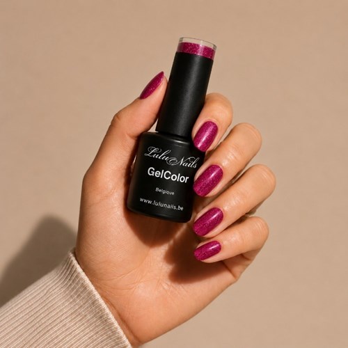 Vernis Semi-Permanent Rouge Grenat Scintillant 10ml UV/LED – GelColor Sans HEMA ni TPO LuluNails 205