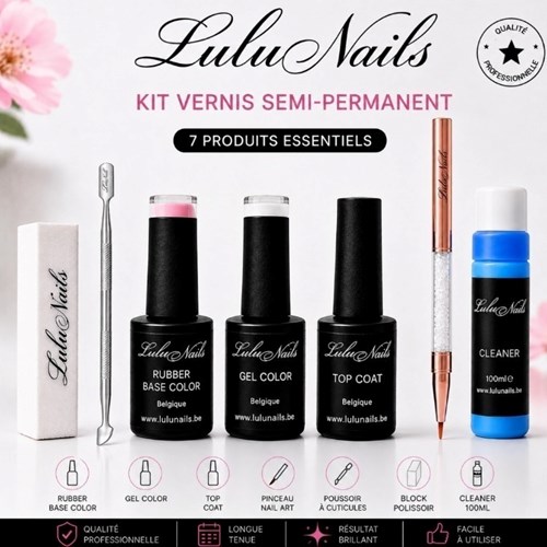 Kit Vernis Semi-Permanent Professionnel 7 Produits | LuluNails Belgique