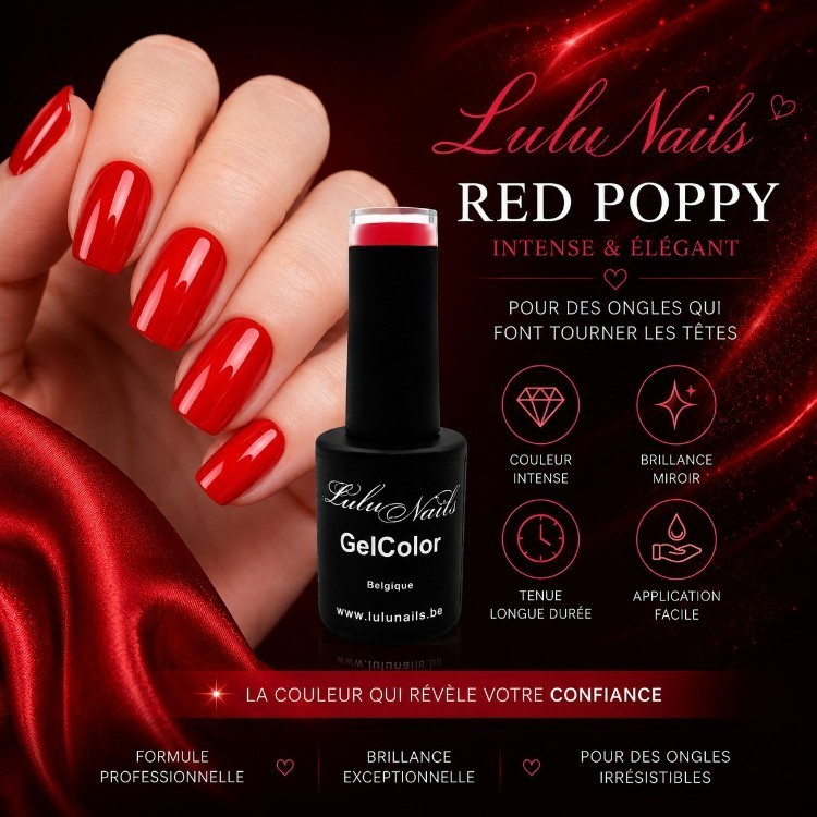 Semi-permanente nagellak Red Poppy 10 ml UV/LED – HEMA- en TPO-vrije kleurgel van LuluNails (art....