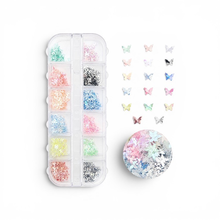 Paillettes Papillons Holographiques Nail Art | Décoration Ongles LuluNails Belgique