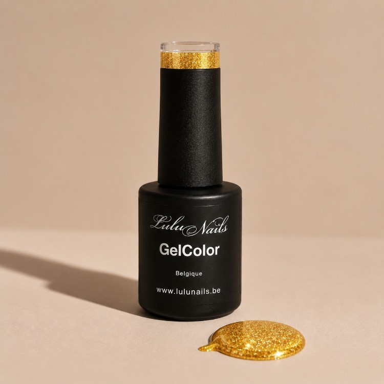 Semi-Permanent Glitter Gold Polish 10ml UV/LED - GelColor HEMA and TPO free - LuluNails Ref ( 218 )