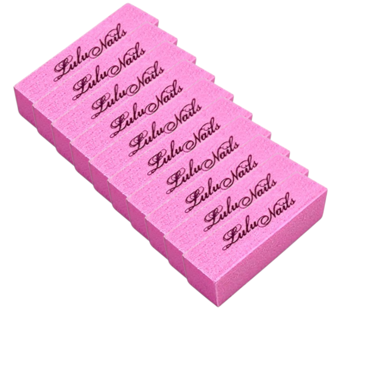 Set van 10 Buffers 4 Zijdig Korrel 100 Roze LuluNails | Bloc Buffer Manicure