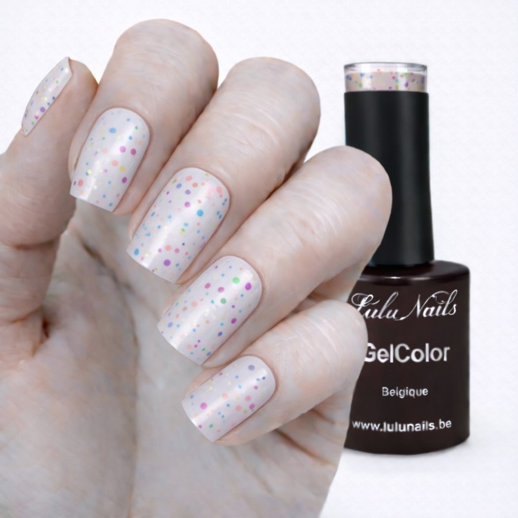Semi permanente nagellak Confettis Ice Cream 256 10ml UV LED - Gel Kleur HEMA en TPO vrij LuluNai...