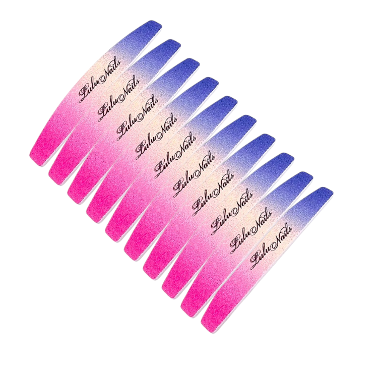 Lot 10 Buffers à Ongles Multicolor Demi-Lune 100/180 | Buffer Professionnel LuluNails