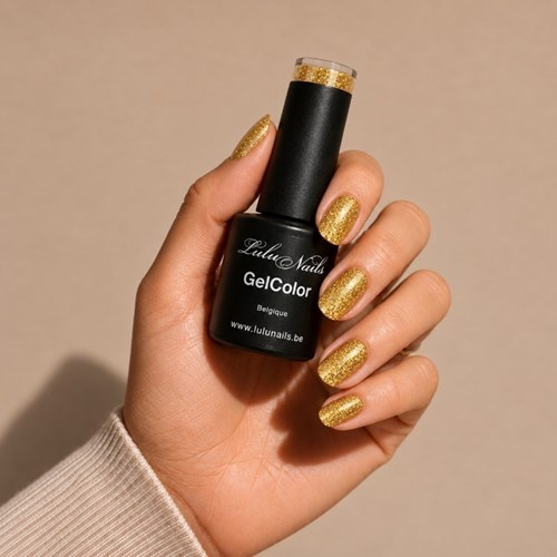 Semi-Permanent Glitter Gold Polish 10ml UV/LED - GelColor HEMA and TPO free - LuluNails Ref ( 218 )