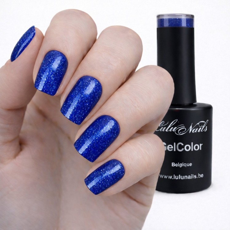 Semipermanente nagellak Midnight Blue Glitter 10ml UV/LED - GelColor HEMA en TPO vrij - LuluNails...