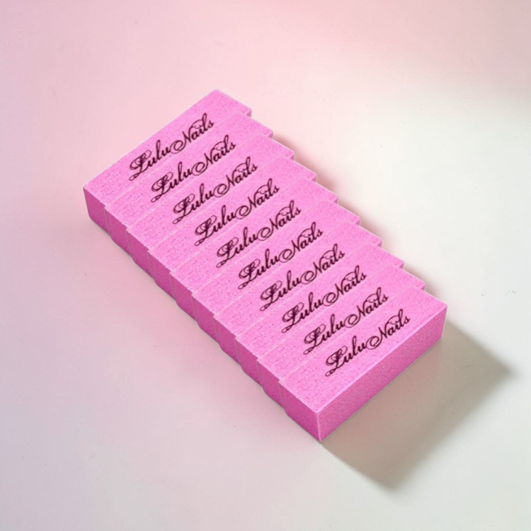 Set van 10 Buffers 4 Zijdig Korrel 100 Roze LuluNails | Bloc Buffer Manicure