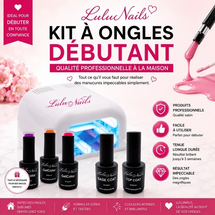 Kit Vernis Semi-Permanent LuluNails – Trio Essentiel avec Lampe UV 36W