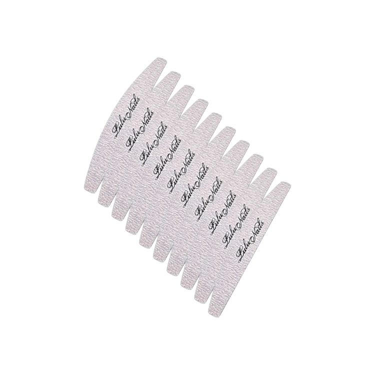 PACK 10 PIECES Half Moon Nail File 100/180 LuluNails Zebra Design | Lime Professionnelle