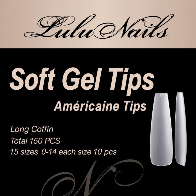 Capsules Américaines Soft Gel Tips Long Coffin – Ballerine 150 Pièces | LuluNails