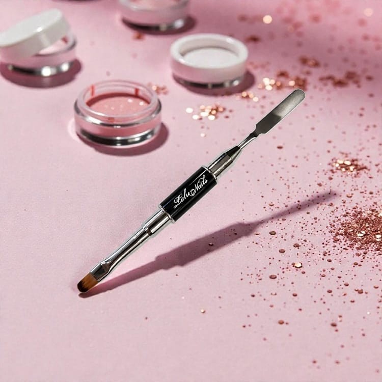 Polygel gereedschap met twee uiteinden - Roestvrijstalen spatel & semisynthetische borstel | Lulu...