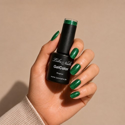 Semi-Permanent Varnish Emerald Green Glitter 10ml UV/LED -GelColor HEMA and TPO Free LuluNails 214