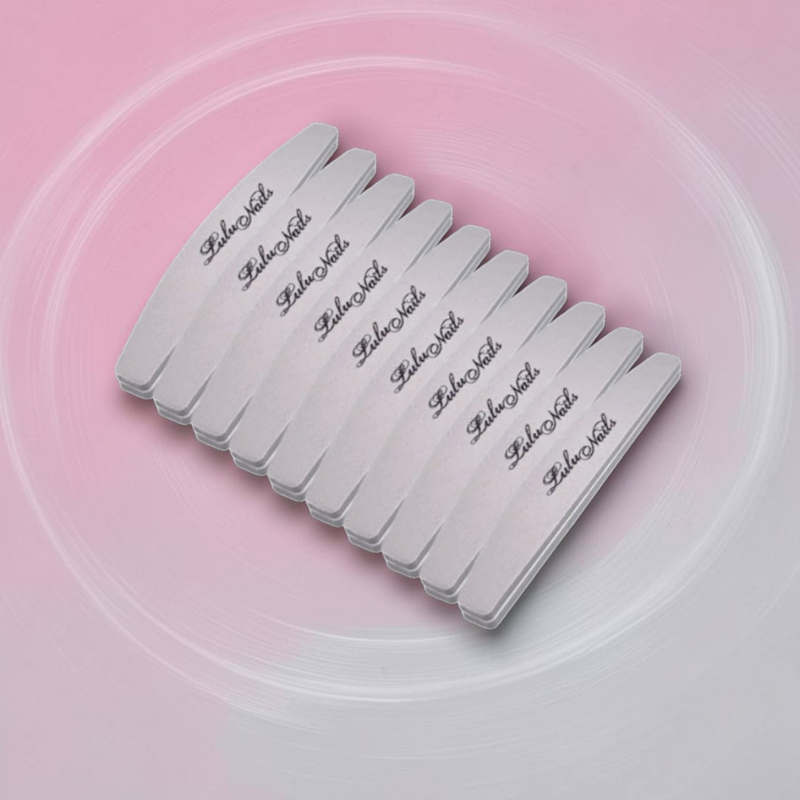 Pack 10 LuluNails Professional Nail Buffers 100/180 - Half Moon Buffing Block