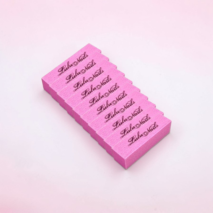 Set van 10 Buffers 4 Zijdig Korrel 100 Roze LuluNails | Bloc Buffer Manicure