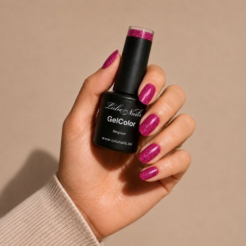 Semi-Permanente Polish Robijnrood Glitter 10ml UV/LED - GelColor HEMA en TPO vrij LuluNails 213