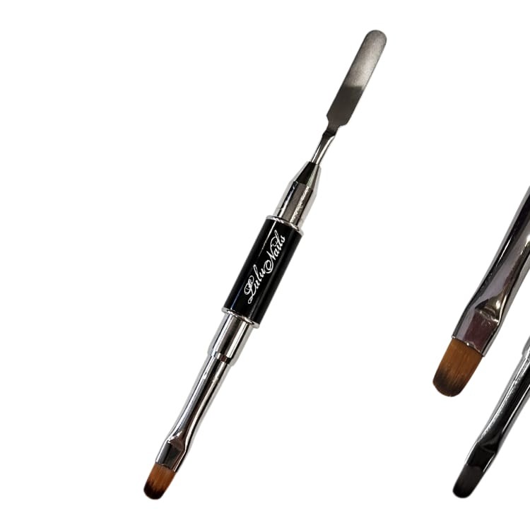 Polygel gereedschap met twee uiteinden - Roestvrijstalen spatel & semisynthetische borstel | Lulu...