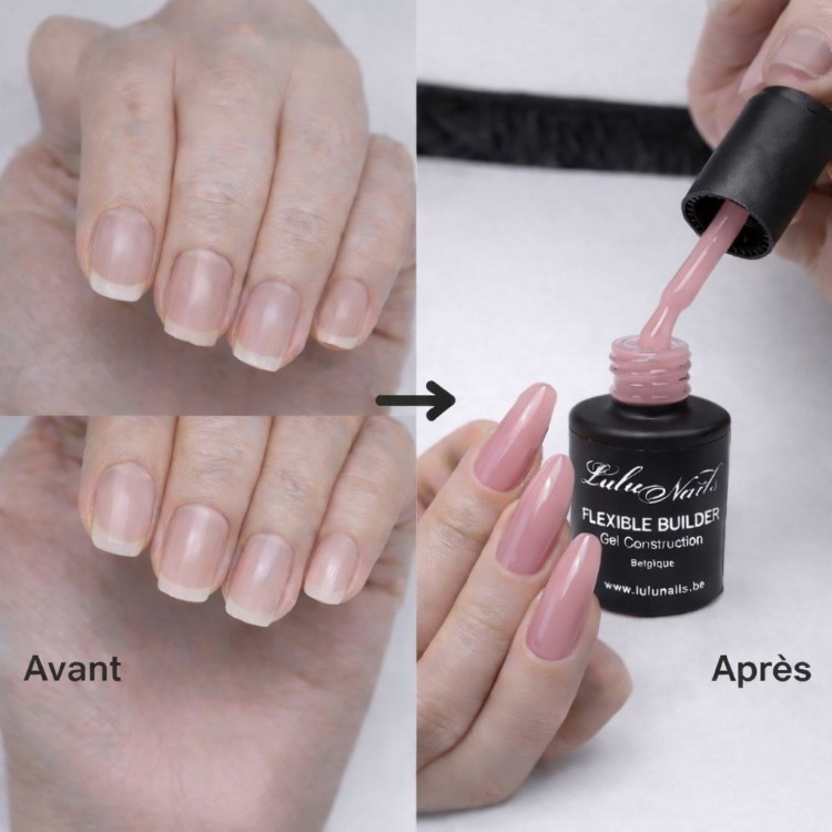 Gel Builder Flexible Rose 01 10ml UV LED - Gel Construction Nude Rosé HEMA and TPO free LuluNails